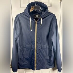 Weatherproof Vintage Rain Jacket Sz Medium Hooded Pockets Lightweight Navy Blue